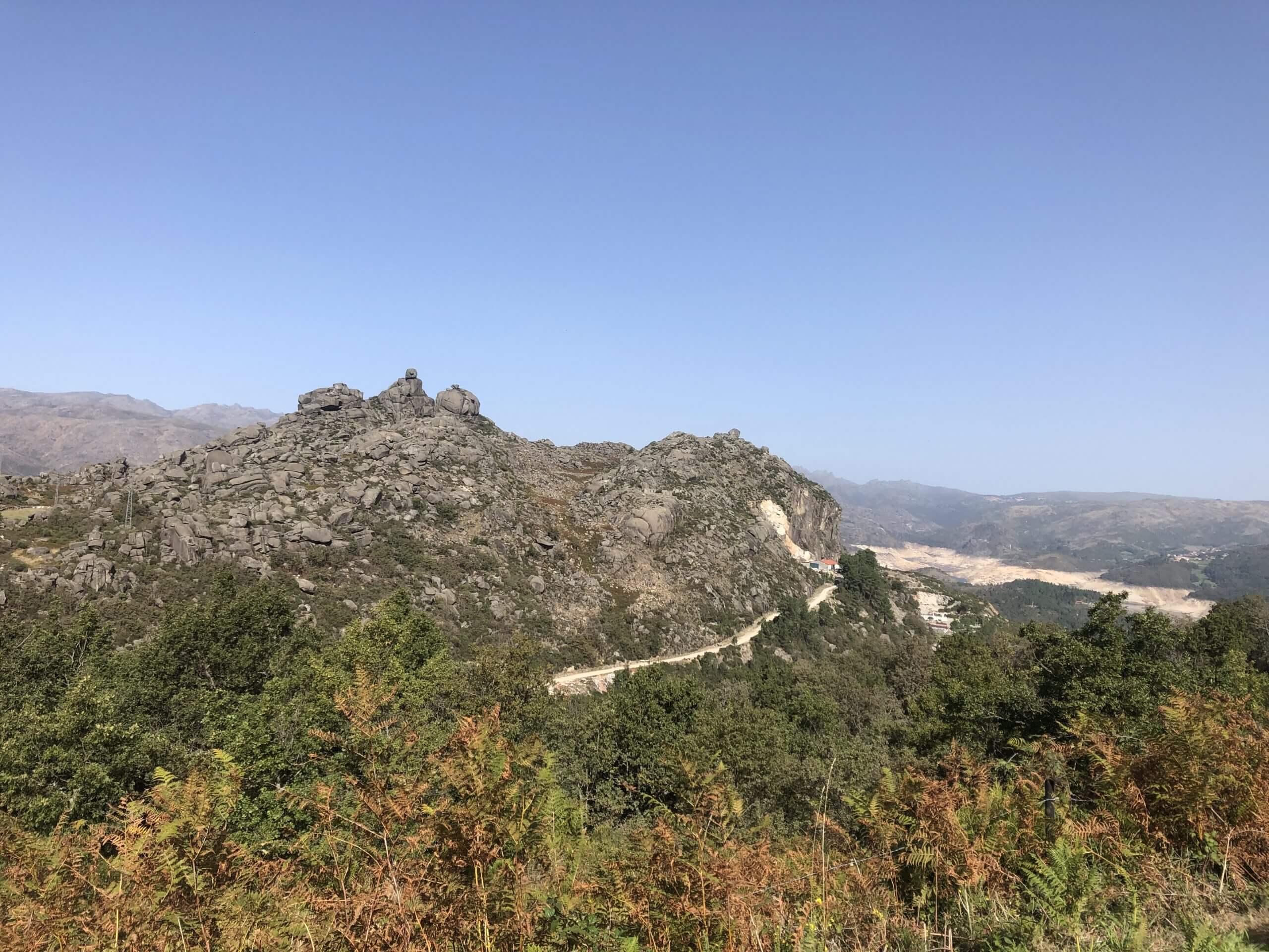 The view back to the dry reservoir on the left.